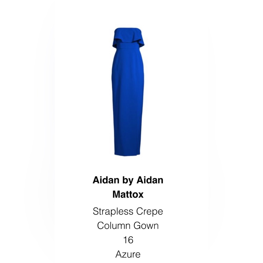 Aidan by Aidan Mattox
Strapless Crepe Column Gown, Azure/Royal Blue, size 16
